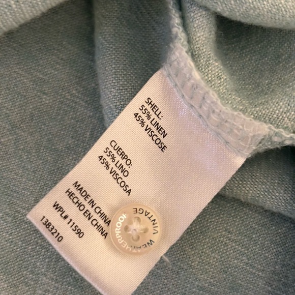 Weatherproof Linen Light Blue Button-Down Shirt - Picture 3 of 8